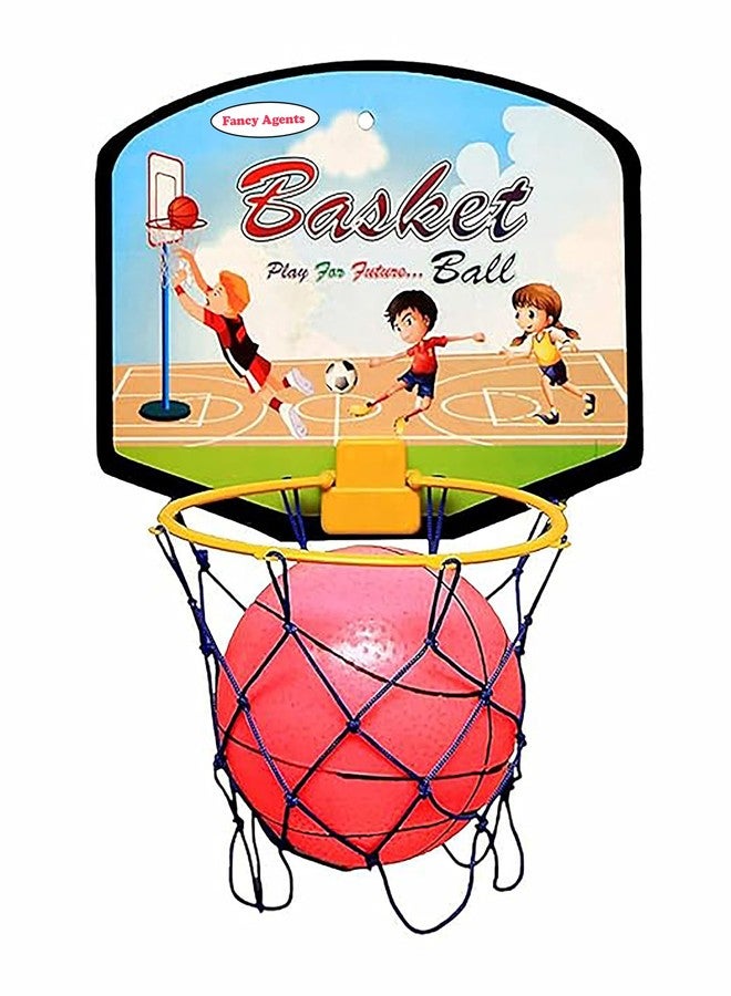 Fancy Agents Basket Ball for Kids | Kids Sports Basketball Toys for Indoor and Outdoor Games | Basketball Portable Set with Hanging Board, Ball, Ring Net Gift for Kids on Birthday and Return Gifts - Image 2